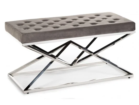 Pikowana pufa Diamanto Srebrno-Szara