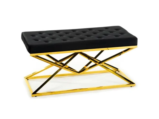 Pikowana pufa Diamanto Złoto Czarna