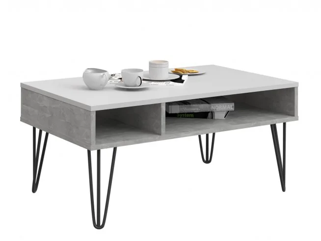 Nowoczesny stolik kawowy Locco w stylu loftowym biały/betonowy/dąb craft/czarny