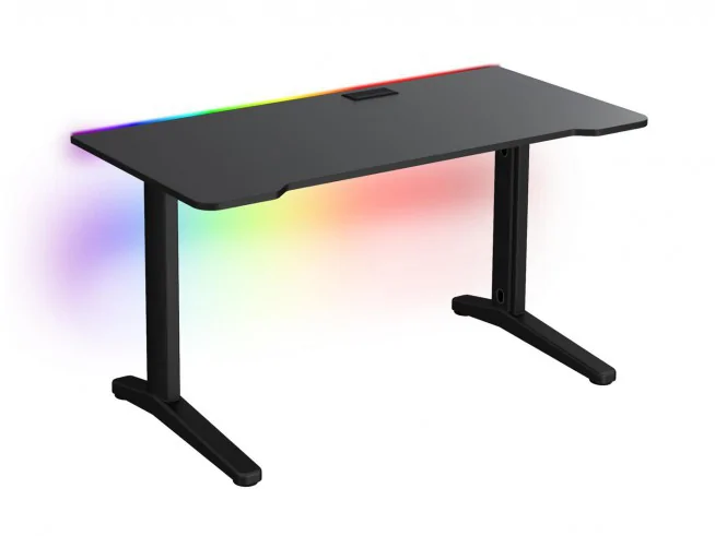 Biurko gamingowe z listwą LED RGB i przelotką TechDesk SUPREME ERGO XL