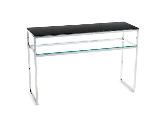 Szklana toaletka Natia Srebrno-Czarna 120 cm w stylu glamour