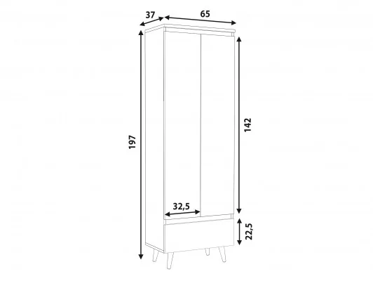 Regał młodzieżowy z drzwiczkami i szufladą NORGE 02 wymiary